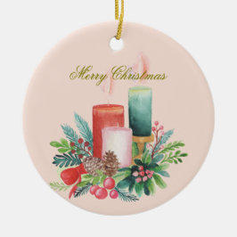 Cerâmica Ornamento Comemorativo de Natal com Velas em Aquar