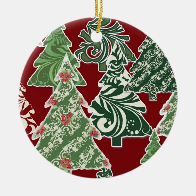 Cerâmica Ornamento Contemporâneo de Árvores de Natal (Frente)