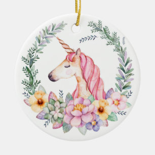 Cerâmica Ornamento cor-de-rosa & roxo da árvore de Natal d