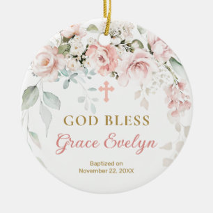 Cerâmica Ornamento Cruzado de Folhagem Rosa