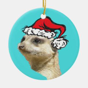 Cerâmica Ornamento customizável de Meerkat Cirle do Natal