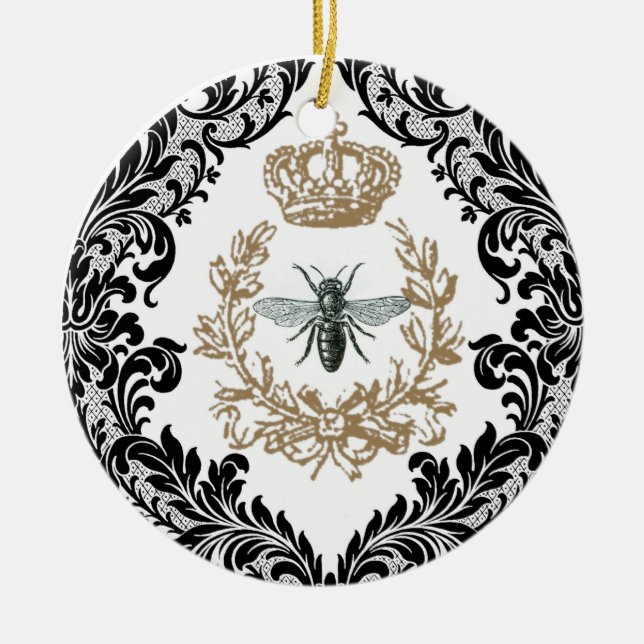 Cerâmica Ornamento da abelha de rainha do vintage… (Frente)