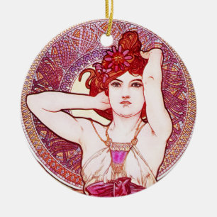 Cerâmica Ornamento da ametista de Alphonse Mucha