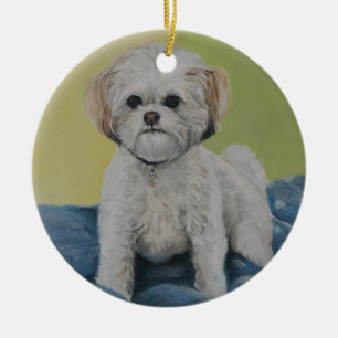 Cerâmica Ornamento da arte de Bailey Bichon/shihtzu