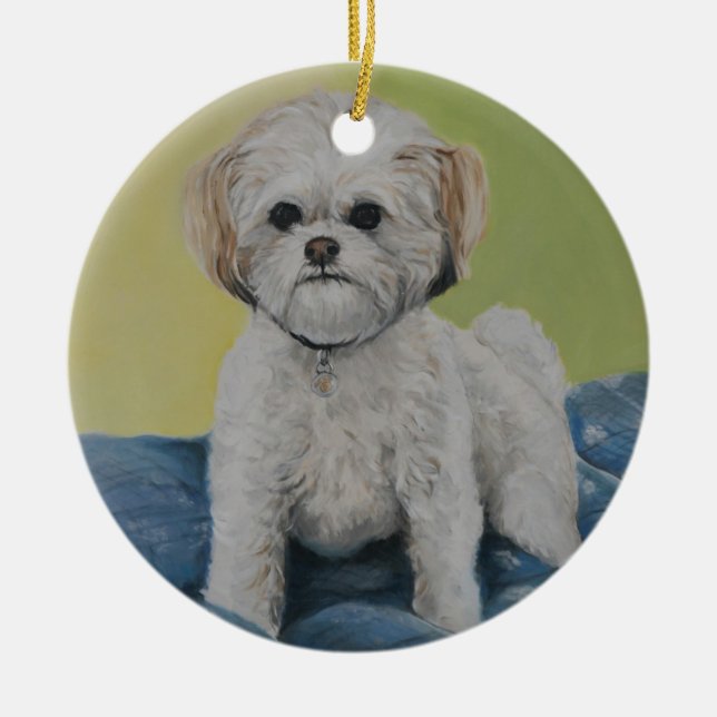 Cerâmica Ornamento da arte de Bailey Bichon/shihtzu (Frente)