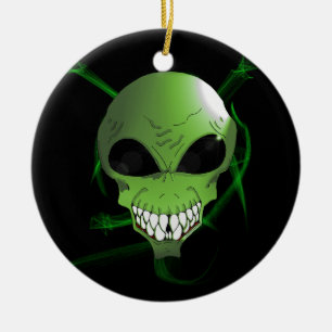 Cerâmica Ornamento da árvore de Natal da alienígena Verde