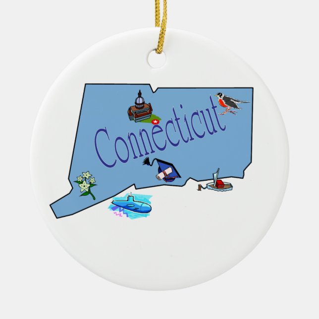 Cerâmica Ornamento da árvore de Natal de Connecticut (Frente)