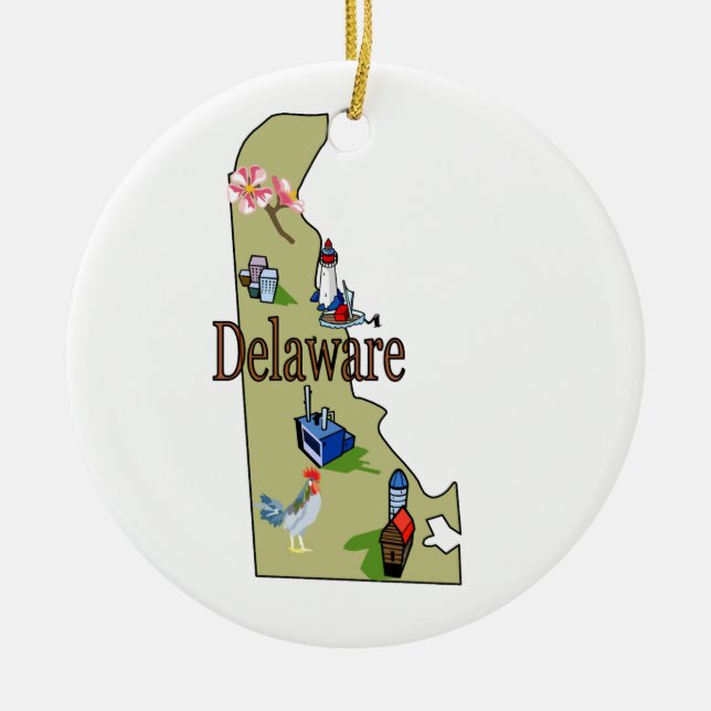 Cerâmica Ornamento da árvore de Natal de Delaware (Frente)