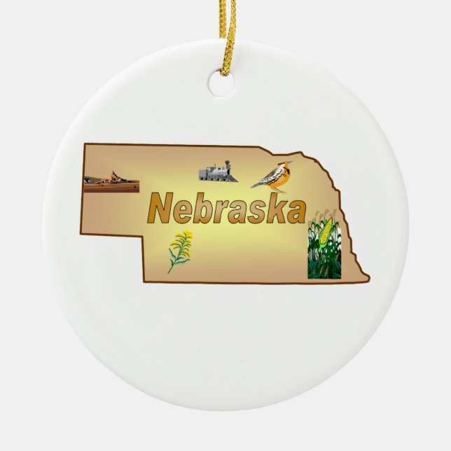 Cerâmica Ornamento da árvore de Natal de Nebraska (Frente)