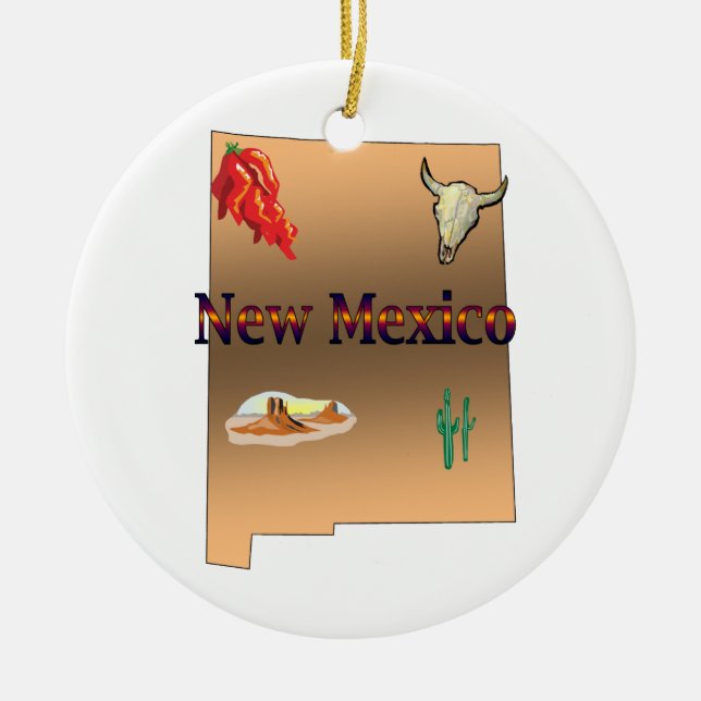 Cerâmica Ornamento da árvore de Natal de New mexico (Frente)