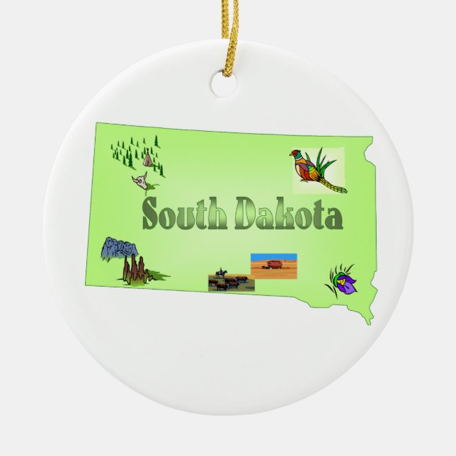 Cerâmica Ornamento da árvore de Natal de South Dakota (Frente)