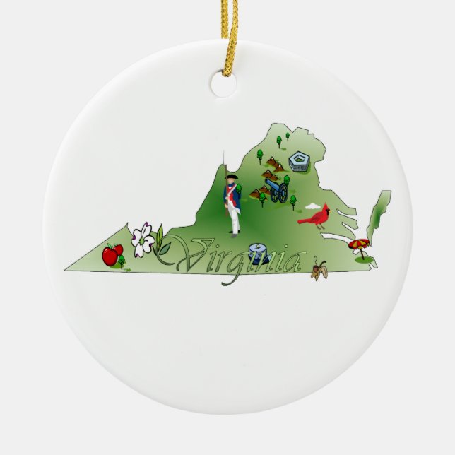 Cerâmica Ornamento da árvore de Natal de Virgínia (Frente)