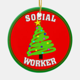 Cerâmica Ornamento da árvore de Natal do assistente social