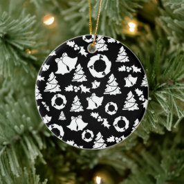 Cerâmica Ornamento da Árvore de Natal Preta e Branca