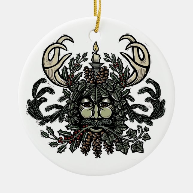 Cerâmica Ornamento da árvore do homem verde de solstício de (Frente)