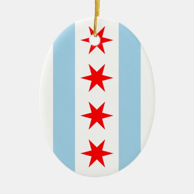 Cerâmica Ornamento da bandeira de Chicago (Frente)