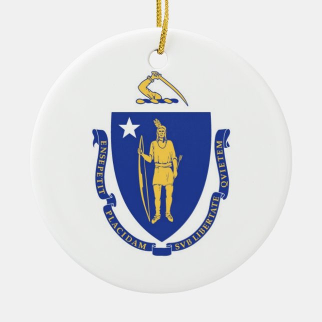 Cerâmica Ornamento da bandeira de Massachusetts (Frente)