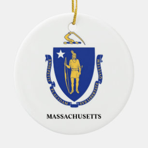 Cerâmica Ornamento da bandeira de Massachusetts (MÃES)