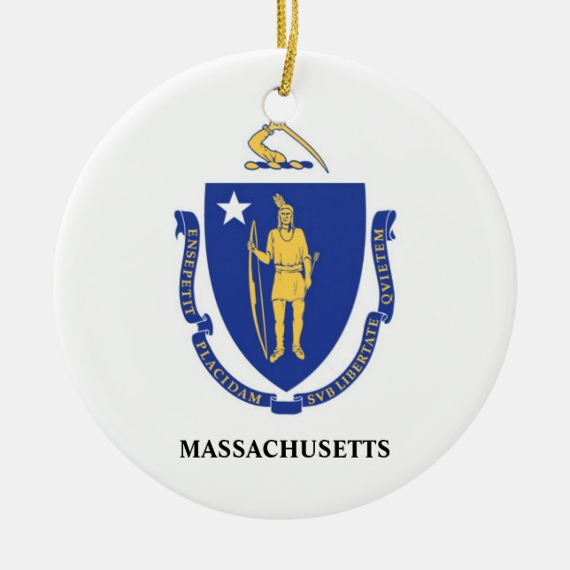 Cerâmica Ornamento da bandeira de Massachusetts (MÃES) (Frente)