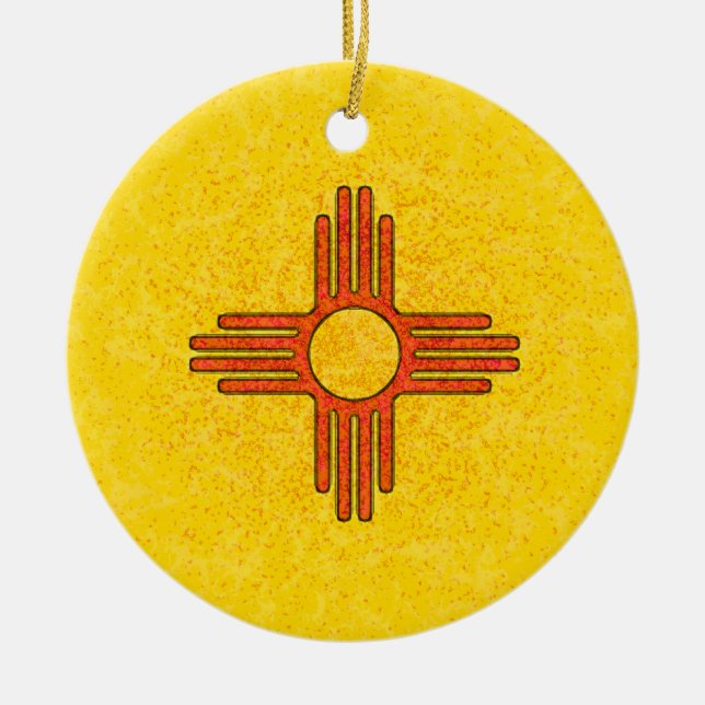 Cerâmica Ornamento da BANDEIRA de NEW MEXICO (Frente)