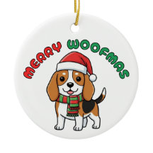 Ornamento da Beagle de Natal: Feliz Woofmas