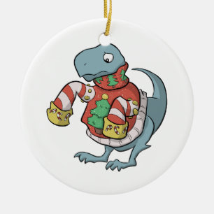 Cerâmica Ornamento da camisola de T. Rex Natal