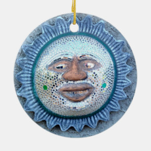 Cerâmica ornamento da cara de lua da cara do sol