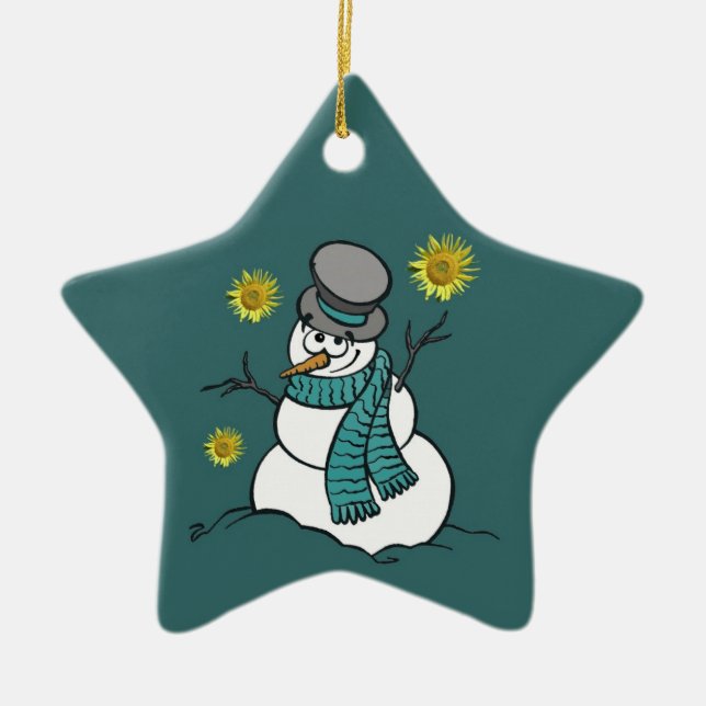 Cerâmica Ornamento da esperança do boneco de neve (Frente)
