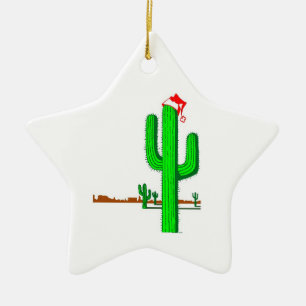 Cerâmica Ornamento da estrela da árvore de Natal do cacto
