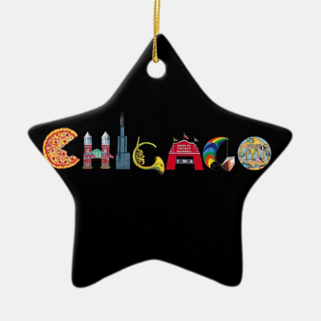 Cerâmica Ornamento da estrela de Chicago (Frente)
