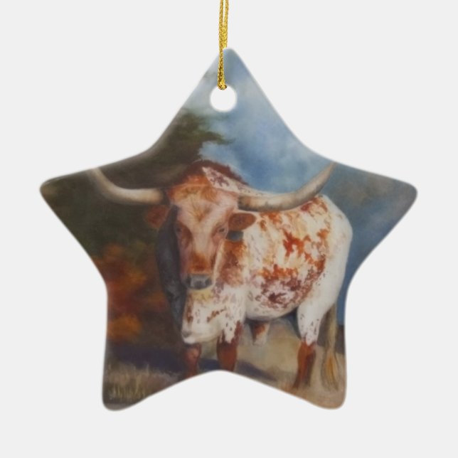 Cerâmica Ornamento da estrela de Longhorn (Frente)
