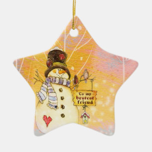 Cerâmica Ornamento da estrela do boneco de neve do melhor
