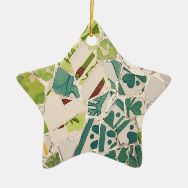 Cerâmica Ornamento da estrela do mosaico de Gaudi (Frente)