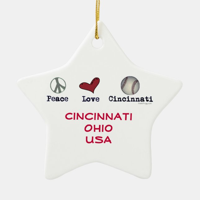 Cerâmica Ornamento da estrela do Natal de Cincinnati EUA do (Frente)