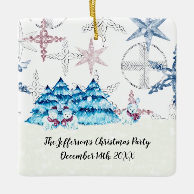 Cerâmica Ornamento da Festa de Natal com Snowmen (Frente)