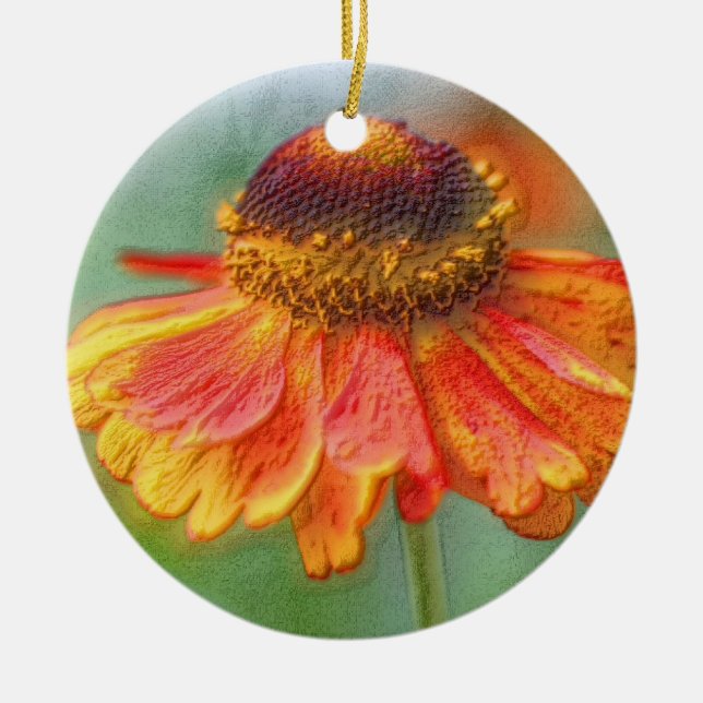 Cerâmica Ornamento da Flor de Arte do Lápis Laranja (Frente)