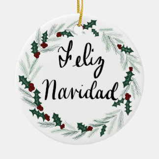 Cerâmica Ornamento da grinalda de Feliz Navidad