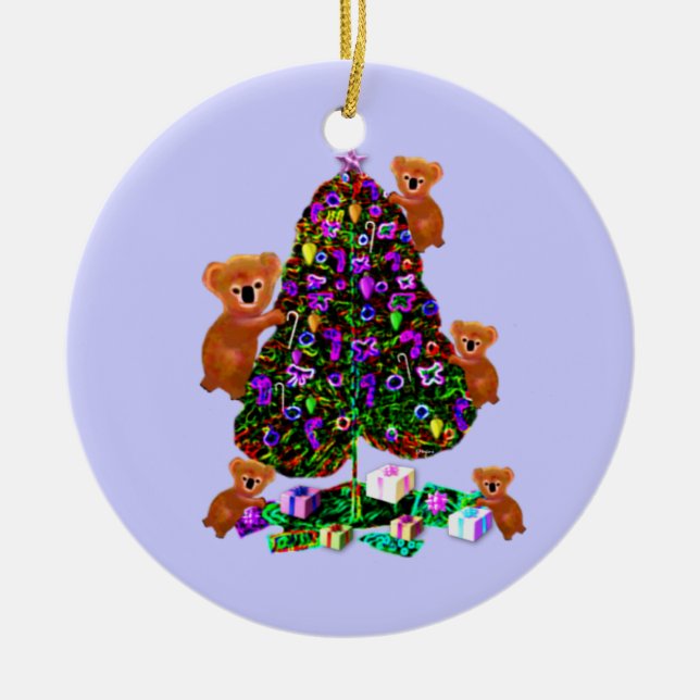 Cerâmica Ornamento da manhã de Natal dos Koalas (Frente)