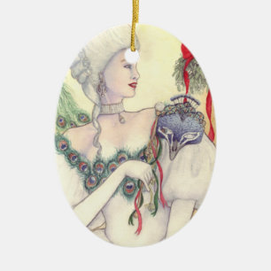 Cerâmica Ornamento da máscara de Yule por Mary Layton