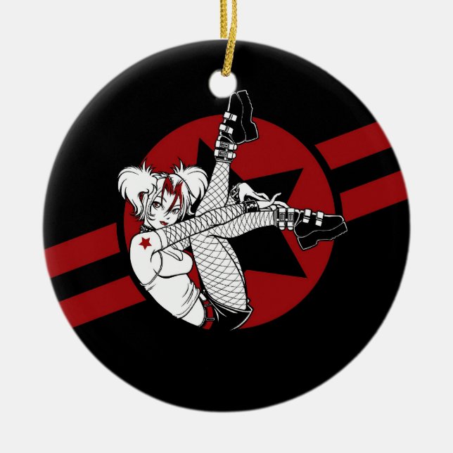 Cerâmica Ornamento da menina de Punkrock (Frente)