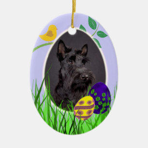 Cerâmica Ornamento da páscoa de Terrier do Scottish