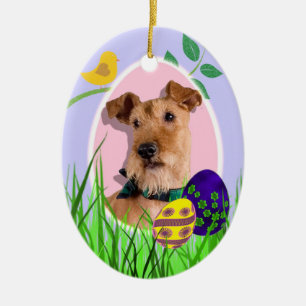 Cerâmica Ornamento da páscoa de Terrier irlandês