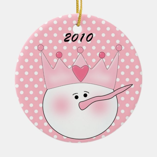 Cerâmica Ornamento da Princesa de Neve Rosa Personalizada (Frente)