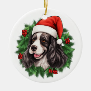 Cerâmica Ornamento da Terra de Natal do Cocker Spaniel