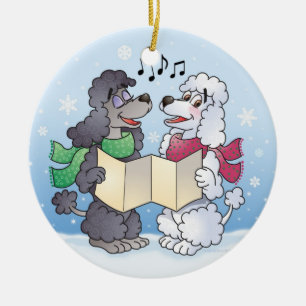 Cerâmica Ornamento das caniches de Caroling do Natal