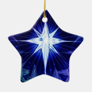 Cerâmica Ornamento das estrelas de Natal Azul