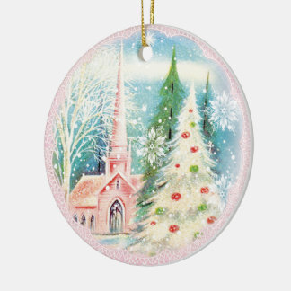 Cerâmica Ornamento das Férias de Natal da Igreja Retro Wint