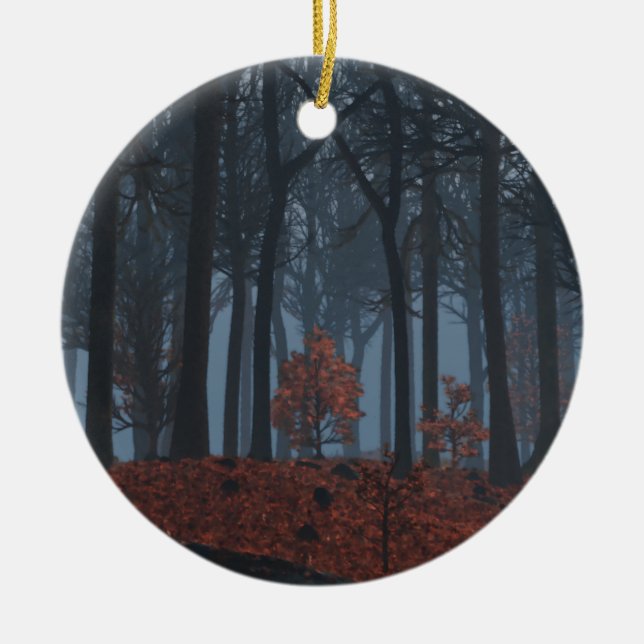 Cerâmica Ornamento das Folhas de Inverno (Frente)