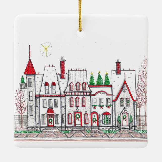 Cerâmica Ornamento das Lojas da Vila de Natal (Verso)