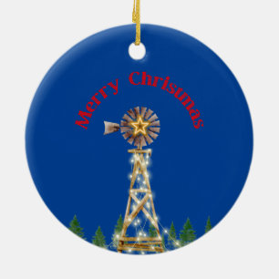 Cerâmica Ornamento das Luzes de Natal da Windmill